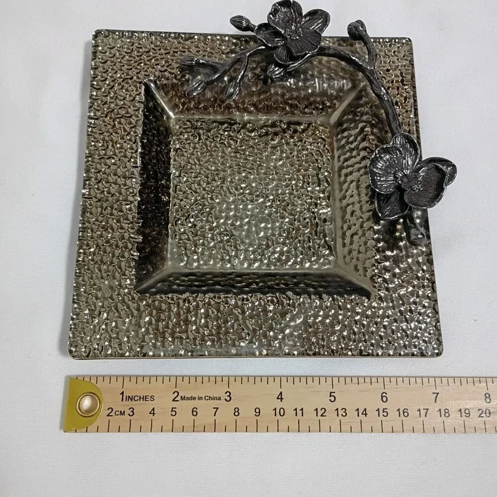 Michael Aram Black Orchid Large Glass Tray Serving Snack Dish